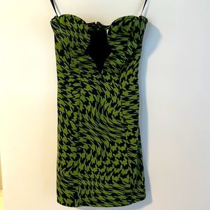 Camila Coelho Rayna Mini Dress in Black & Green